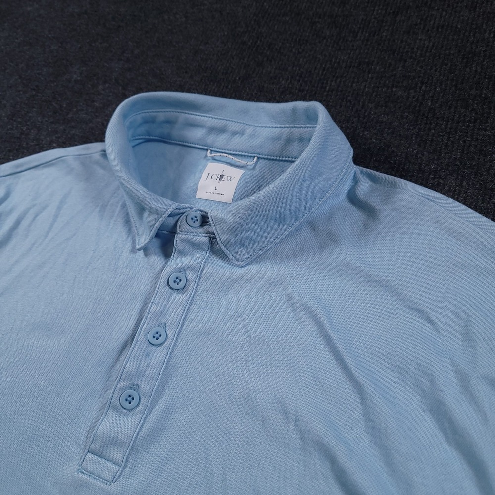 J.Crew Oarsman Performance Polo Shirt Light Blue Men's Large Coolmax Classic Fit